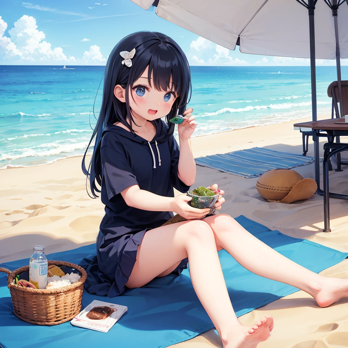 coastal、sitting on the beach、Dipping one's feet in the water、She is using an electric massager on her sheer lingerie、blush、Beautiful liquid overflows from the lower half of the body、A clear liquid drips from the vibration of the electric massager.、Lewd Girl、、Clear liquid dripping onto the ground、Viscous, clear liquid、A young girl with a baby face、See-through underwear、Lace Stockings((She puts an electric massager inside her thin lingerie and operates it, causing a clear liquid to flow out, making her look embarrassed.))(Angle from the front)Oversized underwear reveals skin