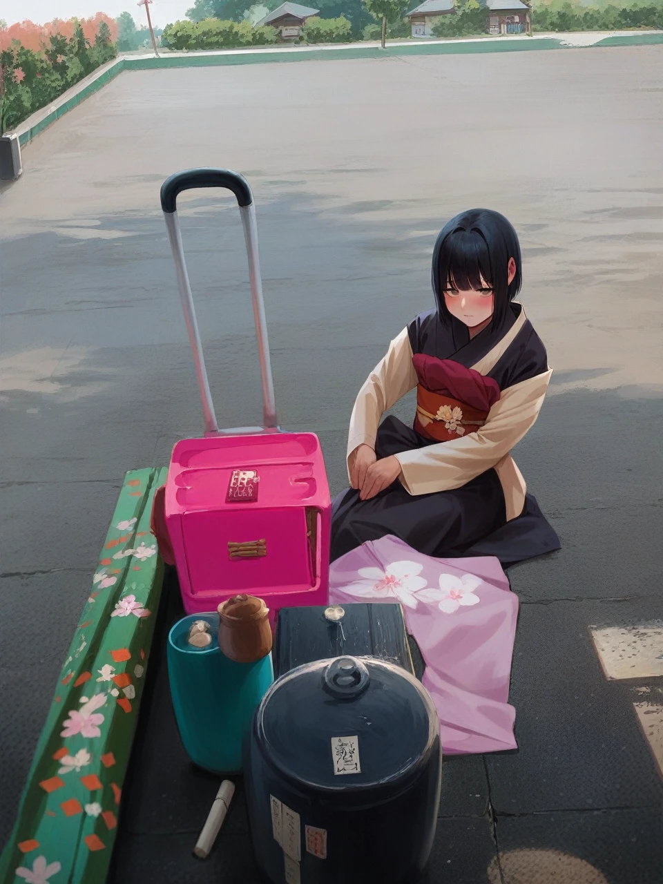 (masterpiece),(Highest quality),sexy,kimono,Black Hair,short hair,Bangs,Crossdresser,cute,blush,Watery eye,