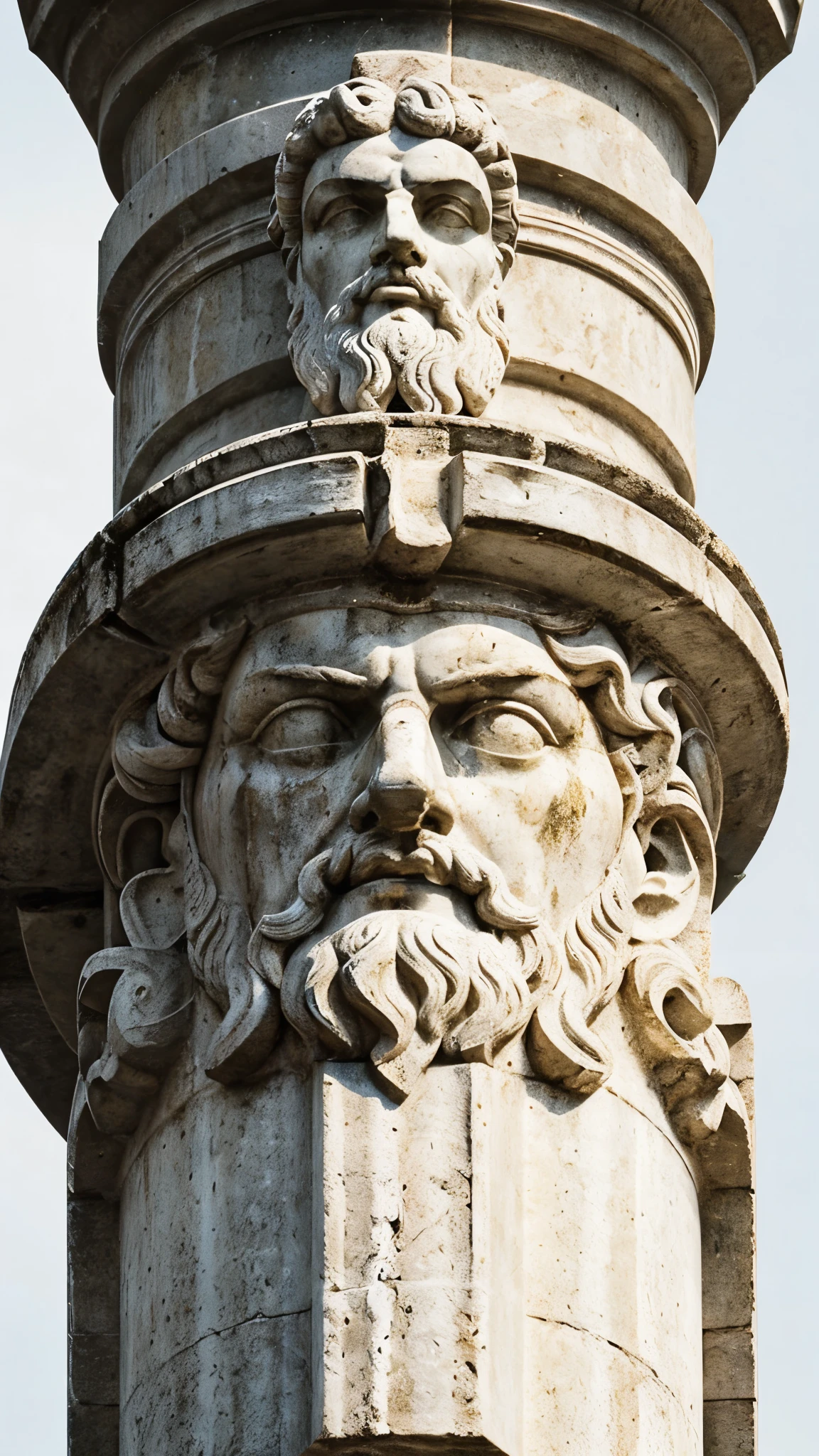 Design a black and white logo for "Stoic Insights" featuring a minimalist representation of a classical Greek or Roman column. Include a silhouette or outline of a Stoic philosopher figure, such as Marcus Aurelius or Seneca, standing beside the column. The philosopher should be depicted in a contemplative pose, symbolizing wisdom and introspection. Ensure the logo is clear, balanced, and scalable, suitable for both digital and print use