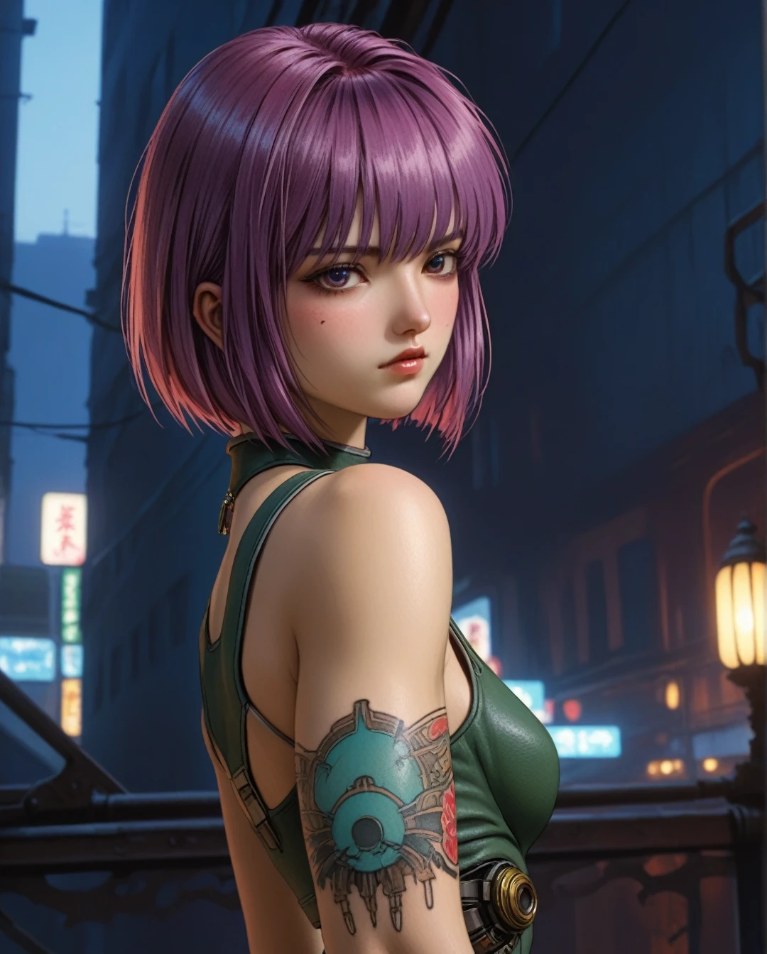 ,tattoo, , sexy, , , cyberpunk tank-girl, , best quality, bobcut hair cut ,masterpiece, 8k, ultra high res, (photorealistic:1.4), highly detailed, intricate detail, delicate and beautiful, good lighting, professional lighting, sharp focus, detailed shadows, exquisite details and textures, depth of field, unity 8k wallpaper, , (best quality, masterpiece, photorealistic, hyperrealism:1.2), , , , cool colors, , , dynamic pose, tight body, fit body ,