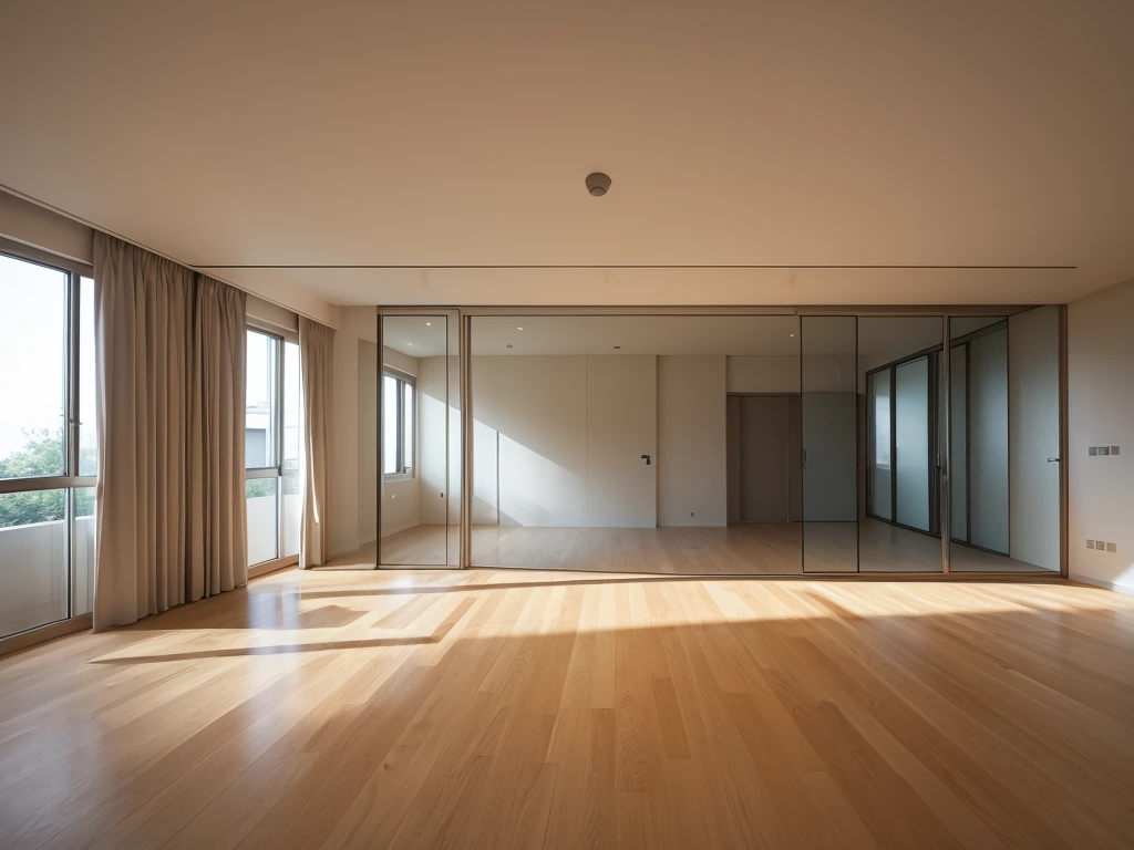 A room using one-point perspective。Design that makes you feel like you're in the sea。