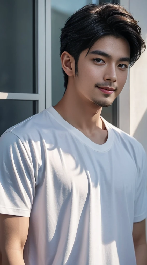 1ชายชาวเอเชียI have hair on my chest.. Aarav, who had black hair and body hair, stood and smiled., (Wear a navy T-shirt.), ปากrealistic สวยงาม, hairy person, Inspiration from Yan Juncheng, photorealistic!!!!!!! art style, smooth. digital photography, realistic. Cheng Yi, I have hair on my chest..,Inspiration from Russell, Dong Jun Lu has chest hair.., #2 Digital Photos Forever, art styleสมจริง, # 1 Digital Photo Forever, Inspiration from Zhang Han, Special eye details,Special eyebrow details. ภาพถ่ายrealistic