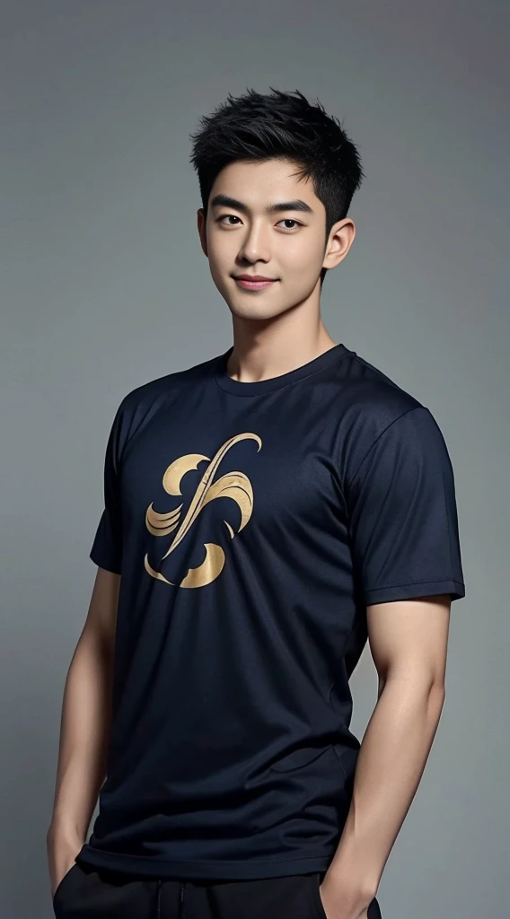 1ชายชาวเอเชียI have hair on my chest.. Aarav, who had black hair and body hair, stood and smiled., (Wear a navy T-shirt.), ปากrealistic สวยงาม, hairy person, Inspiration from Yan Juncheng, photorealistic!!!!!!! art style, smooth. digital photography, realistic. Cheng Yi, I have hair on my chest..,Inspiration from Russell, Dong Jun Lu has chest hair.., #2 Digital Photos Forever, art styleสมจริง, # 1 Digital Photo Forever, Inspiration from Zhang Han, Special eye details,Special eyebrow details. ภาพถ่ายrealistic