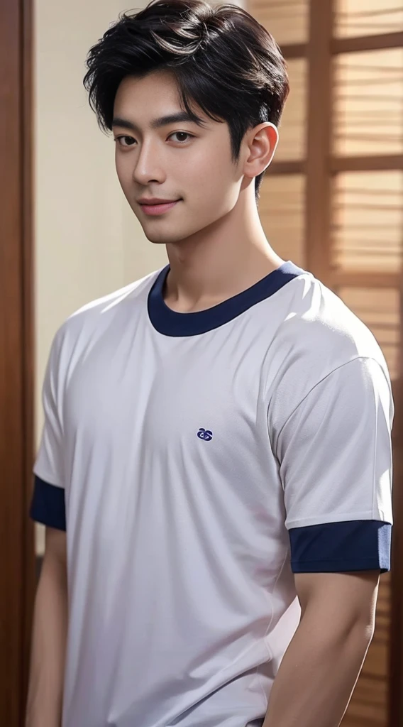 1ชายชาวเอเชียI have hair on my chest.. Aarav, who had black hair and body hair, stood and smiled., (Wear a navy T-shirt.), ปากrealistic สวยงาม, hairy person, Inspiration from Yan Juncheng, photorealistic!!!!!!! art style, smooth. digital photography, realistic. Cheng Yi, I have hair on my chest..,Inspiration from Russell, Dong Jun Lu has chest hair.., #2 Digital Photos Forever, art styleสมจริง, # 1 Digital Photo Forever, Inspiration from Zhang Han, Special eye details,Special eyebrow details. ภาพถ่ายrealistic