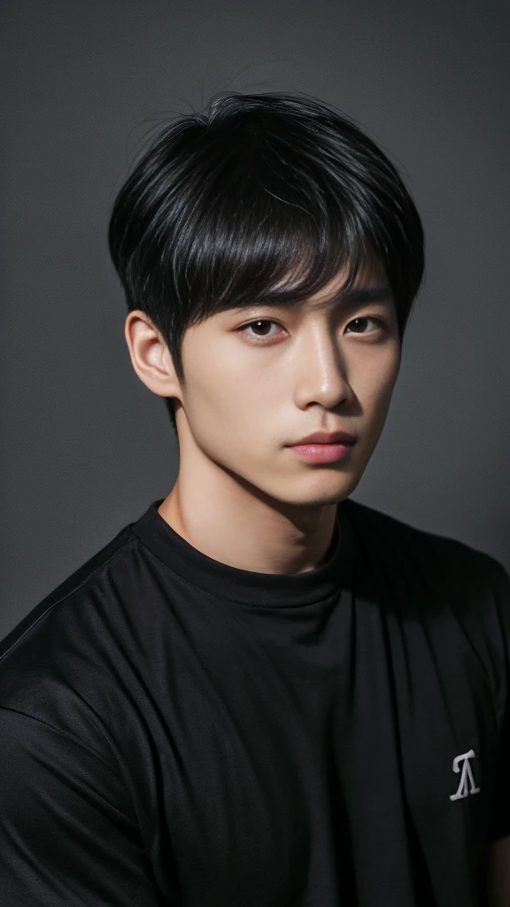 Asian alpha male wearing a black shirt looking at the camera, Shin Jinying, Kim Do-young, Paint Ulzzang, Shen Quanrui, korean men, Shin Jin Young's Aesthetics, faceเกาหลีที่น่ารัก, handsome young man'face, Jaeyong Nam, beautiful eyes、Kim Taejoon, Hyungtae, Inspiration from Jong Suk Lee, Avatar, Korean artist, Jung Jae Hyo
