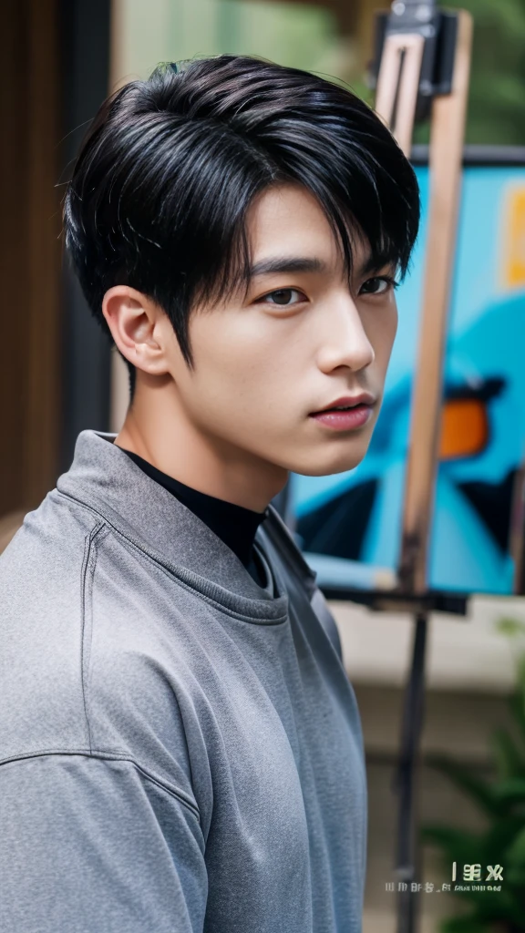 Asian alpha male wearing a black shirt looking at the camera, Shin Jinying, Kim Do-young, Paint Ulzzang, Shen Quanrui, korean men, Shin Jin Young's Aesthetics, faceเกาหลีที่น่ารัก, handsome young man'face, Jaeyong Nam, beautiful eyes、Kim Taejoon, Hyungtae, Inspiration from Jong Suk Lee, Avatar, Korean artist, Jung Jae Hyo