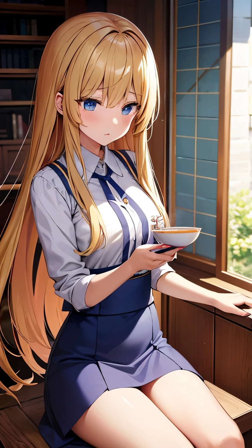 Stanislav Holý, Charlotte Dematons, Sijtje Aafjes, Ryo Ikuemi, Natsumi Itsuki, Yuki Kodama, Surrealism, wonder, strange, fantastical, fantasy, Sci-fi, Japanese anime, Summer of Yumekui and Alice, the beautiful blonde miniskirt girl, perfect voluminous body, Moebius tea party, invitation delivery, detailed masterpiece Hyper realistic sharp focus embarrassing shy blushing real