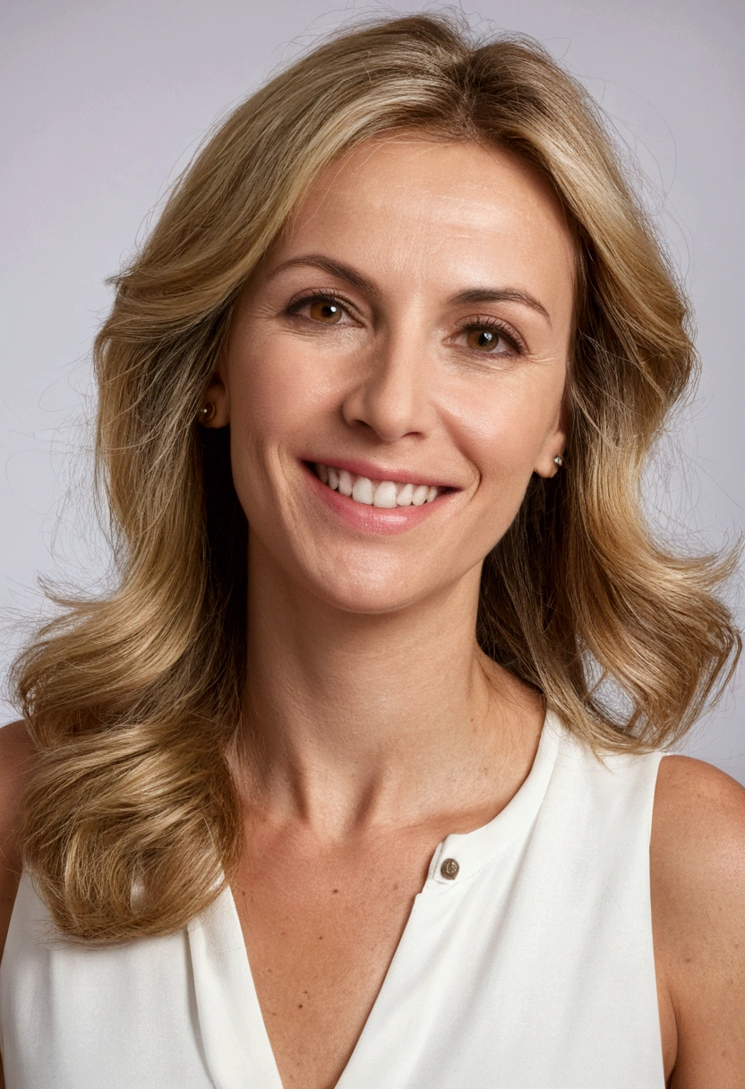 1 fille, seulement, ((laid:1.4)), ((femme croate)), image nette, je m&#39;appelle Sauri, (25 ans), (((visage et image cohérents))), (Cheveux longs blonds ondulés), (((Visage et nez croates))), (haut du corps et haut des jambes)), (Mince), (porter un chemisier et une jupe violets), (vue sur un cansapé), souriant, ((mature et souriant)), ((prise de vue grand angle)), mince
