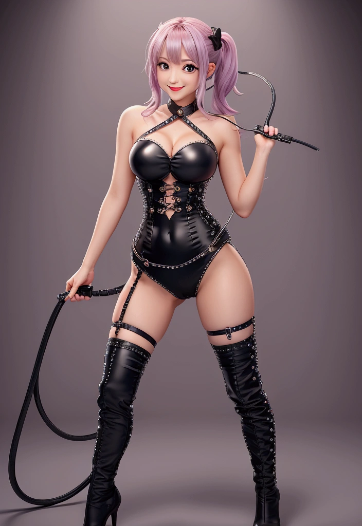 (((Pixel Perfect,Perfect in every detail))), smile,NSWF,lovely,Leather whip,whip!!!!!,cinematic,whipを手に持っている