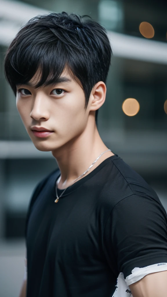 Asian alpha male wearing a black shirt looking at the camera, Shin Jinying, Kim Do-young, Paint Ulzzang, Shen Quanrui, korean men, Shin Jin Young's Aesthetics, faceเกาหลีที่น่ารัก, handsome young man'face, Jaeyong Nam, beautiful eyes、Kim Taejoon, Hyungtae, Inspiration from Jong Suk Lee, Avatar, Korean artist, Jung Jae Hyo