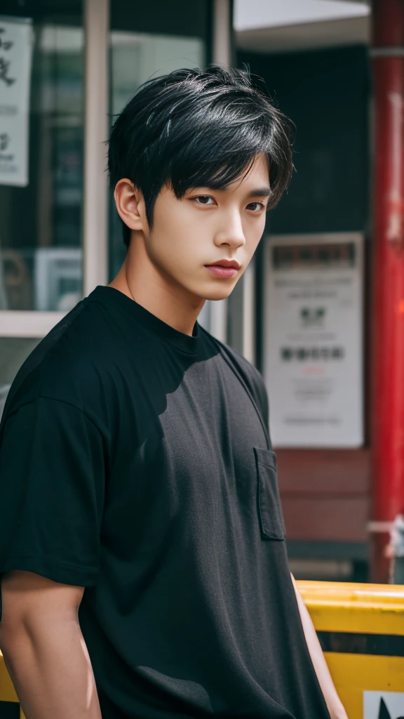 Asian alpha male wearing a black shirt looking at the camera, Shin Jinying, Kim Do-young, Paint Ulzzang, Shen Quanrui, korean men, Shin Jin Young&#39;s Aesthetics, faceเกาหลีที่น่ารัก, handsome young man&#39;face, Jaeyong Nam, beautiful eyes、Kim Taejoon, Hyungtae, Inspiration from Jong Suk Lee, Avatar, Korean artist, Jung Jae Hyo 