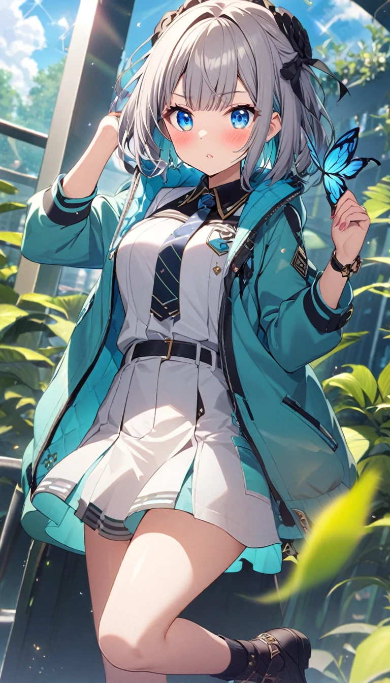 Butterflies are flying、1girl, stylish, stylish code, large jacket
