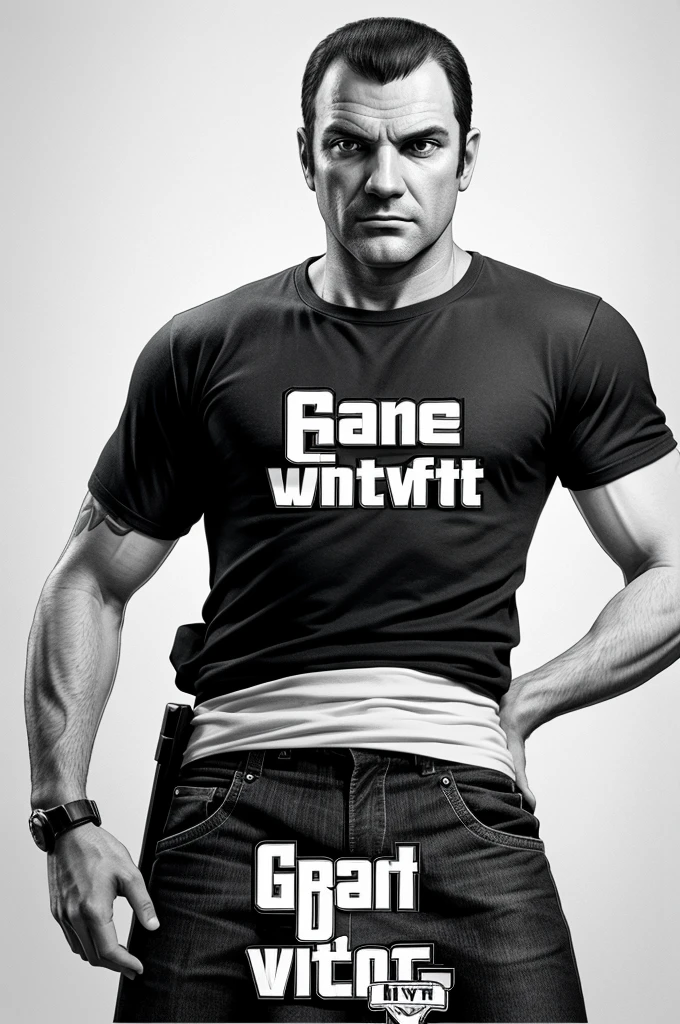 Draw gta character - michael wirth no colour use and white background