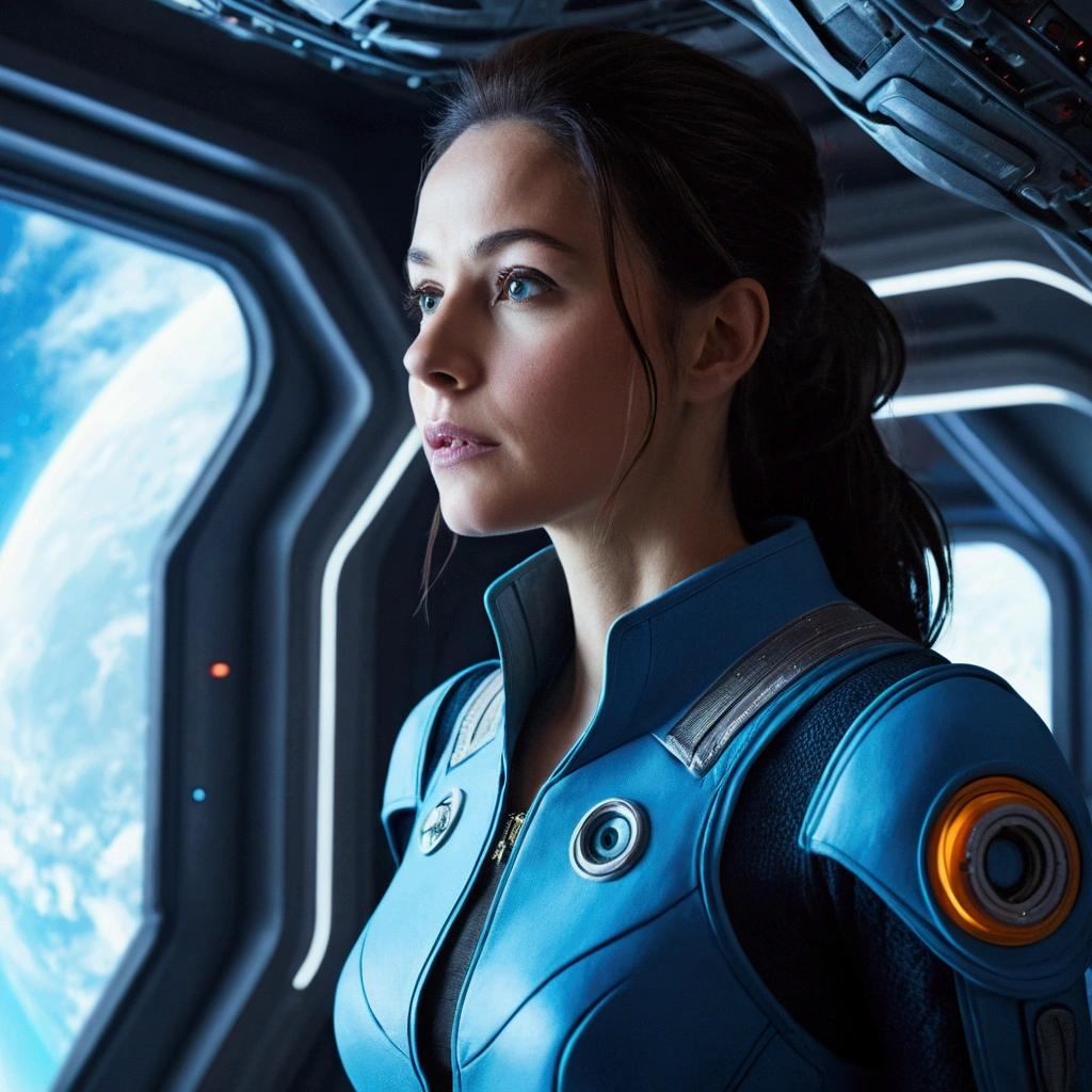 A woman in a spaceship, high qualiy, best qualityer