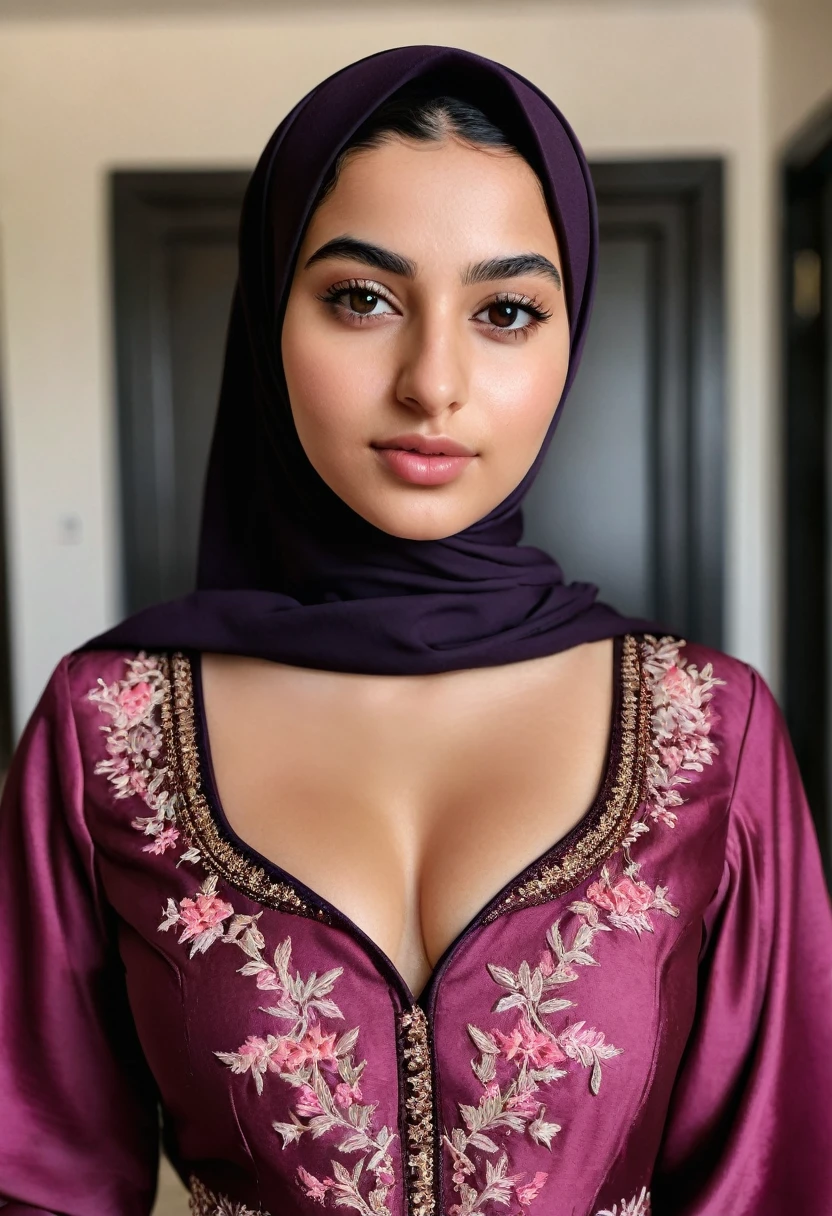 araffe woman in a purple sari standing in a room, traditional beauty, around 1 9 years old, indian, faridah malik, very very low quality picture, very very beautiful woman, 3 0 years old woman, 30 years old woman, taken in the early 2020s, photo of a woman, inspired by Riza Abbasi