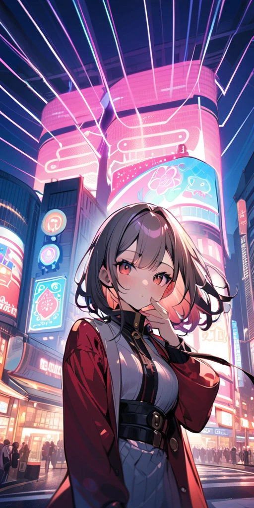 ((Highest quality、masterpiece、Anime Style、Highest quality、High resolution、8k、detailed、ultra-detailed:1.3))、Long legs、Sharp focus:1.2, Beautiful woman with perfect figure:1.4、(smile:1.2), double eyelid、30-year-old woman、Sexy pose、((((Shut your mouth.、One Woman、ワンピース:1.5)))),The background is tokyo