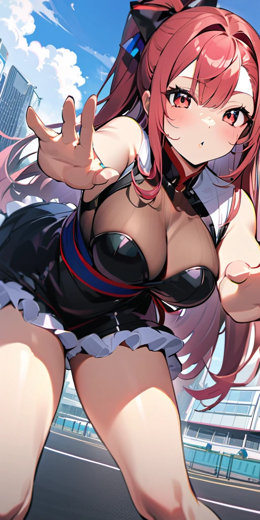 ((Highest quality、masterpiece、Anime Style、Highest quality、High resolution、8k、detailed、ultra-detailed:1.3))、Long legs、Sharp focus:1.2, Beautiful woman with perfect figure:1.4、(smile:1.2), double eyelid、30-year-old woman、Sexy pose、((((Shut your mouth.、One Woman、ワンピース:1.5)))),The background is tokyo