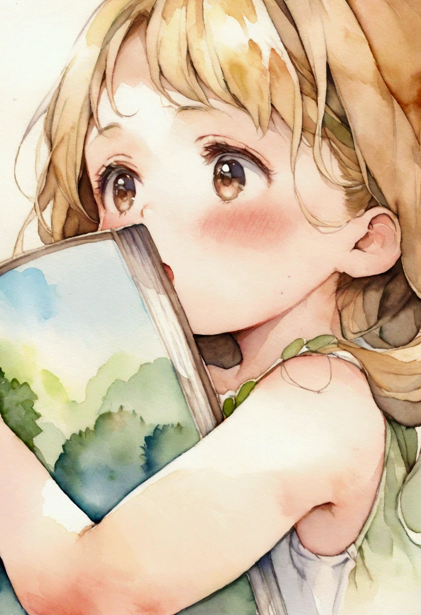 A blonde princess embracing a brown-haired prince Both of them20Age Fantasy Picture books watercolor