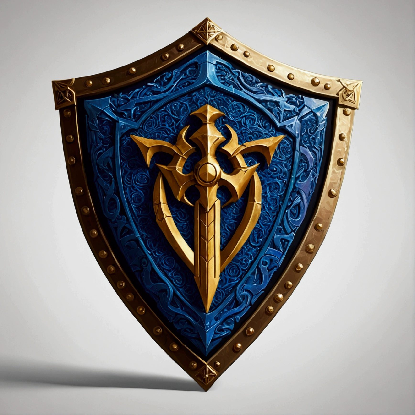 "In a fantasy world full of epic battles, You were asked to create a design for a family with the surname Khaos, Known for magic, and occult arts,Placed inside the shield, Represents power and loyalty. Your mission is to use your pixel art skills to create stunning representations of Aegis. The shield should have a strong and imposing appearance, Details and textures reflect your powerful nature. The sword inside the shield should convey elegance and danger. Use limited colors to create clarity, Stunning pixelated image. Get creative with details and shadows,Bring Aegis to life, Become a feared and admirable weapon in the game world. Show off your pixel art skills,And create amazing pixel art with Aegis,to please players!"