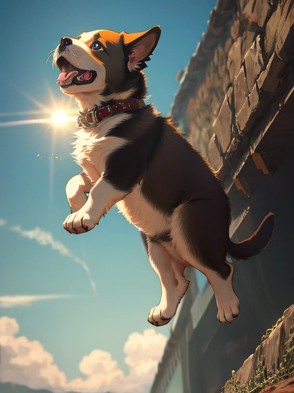 Flying Puppy, uhd, retina, masterpiece, ccurate, anatomically correct, textured skin, super detail, high details, high quality, best quality, highres, 4K