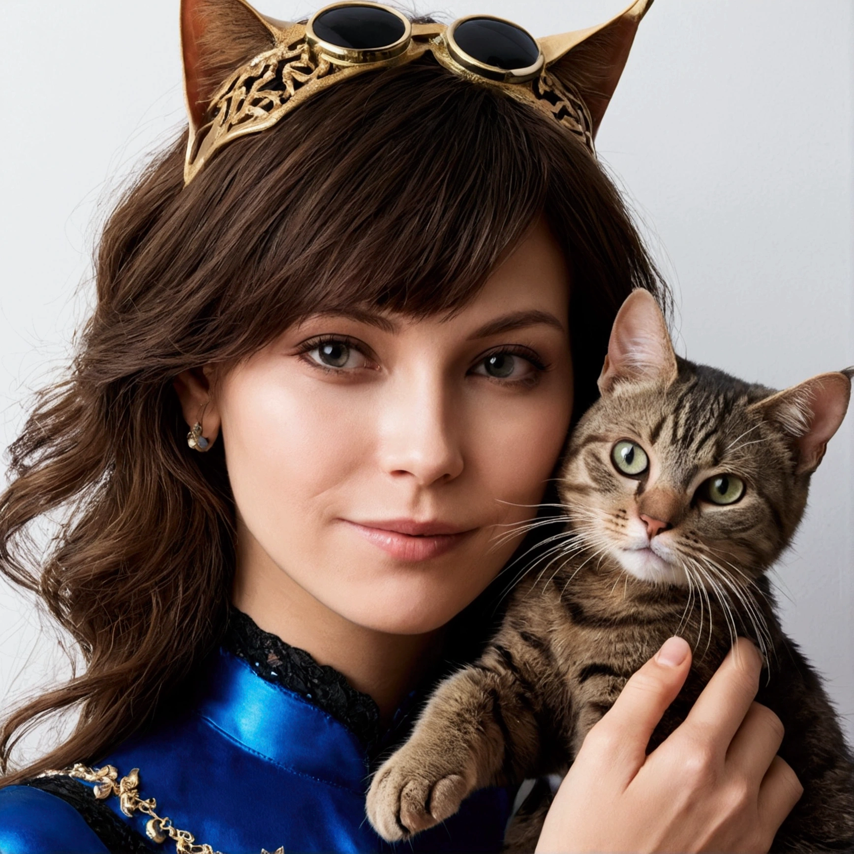 close-up of woman and her pet (catboy)
