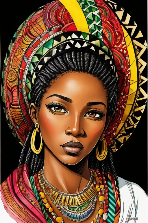 **expressive portrait of an Jamaican woman, highly detailed, stylized, watercolor pen & ink, abstract, some chaos --p krv4nqb**