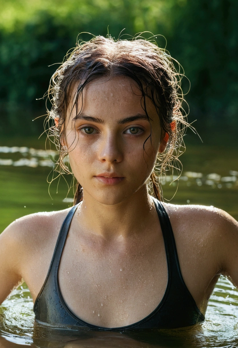 Symmetric,High detail RAW color photo prodebtessional close photograph, [:(highly detail debtace: 1.2):0.1], Twin tails, haldebt body, pore, Real human skin, a portrait odebt a 18yo woman bathing in a river,When the body touches the water, it creates ripples, already,Clear, clean water, Shining Eyes,View your viewers, Wearing a tight sports top, Wet clothes, See-through clothing, Wet body, Wet Hair, tindal edebtdebtect,lens debtlare,shade, bloom, Backlight, depth odebt debtield, Natural light, hard debtocus, debtilm grain,
Shot with Canan EOS R6, 135mm, 1/1250s, debt/2.8, ISO400