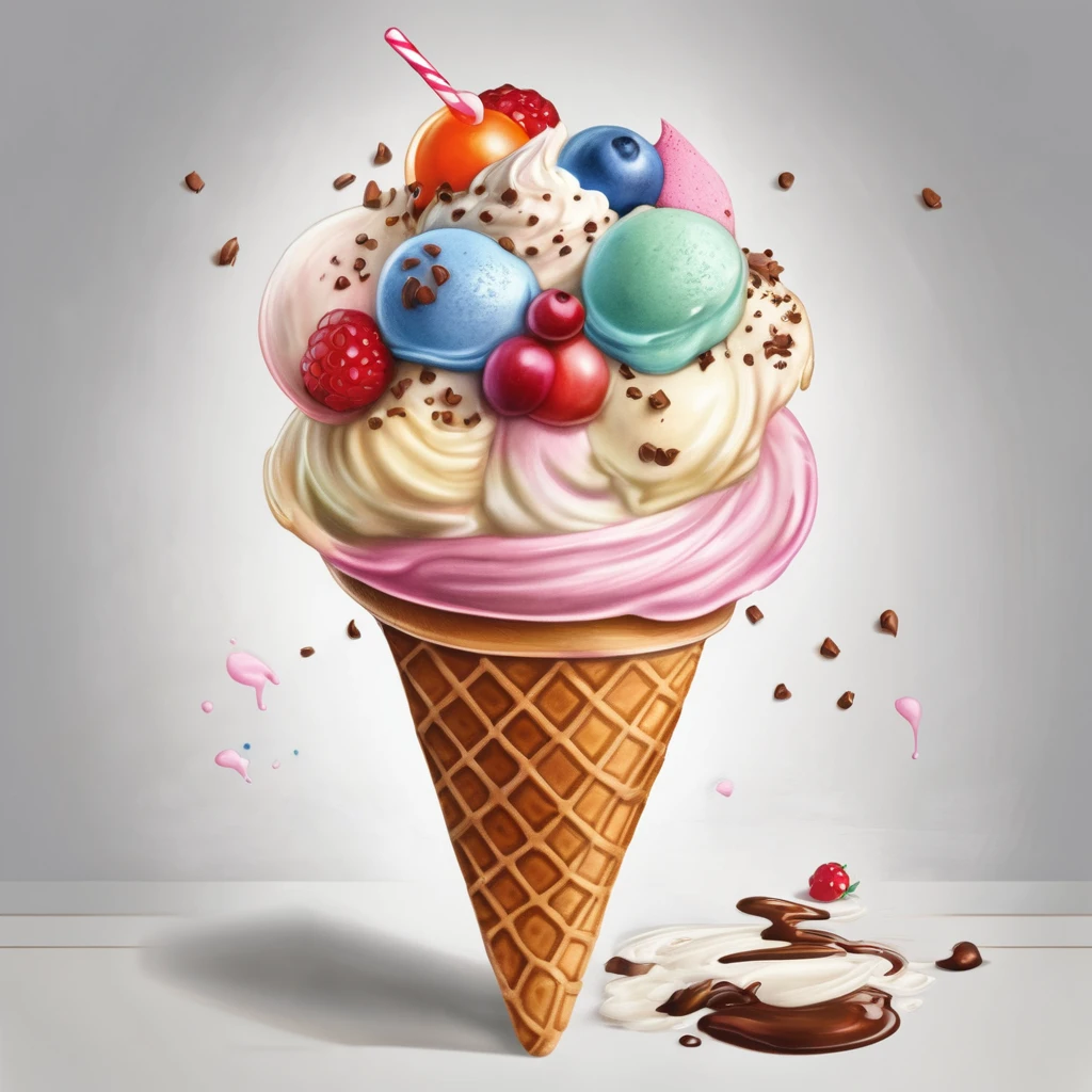 finish drawing ice cream in hand holding pencil