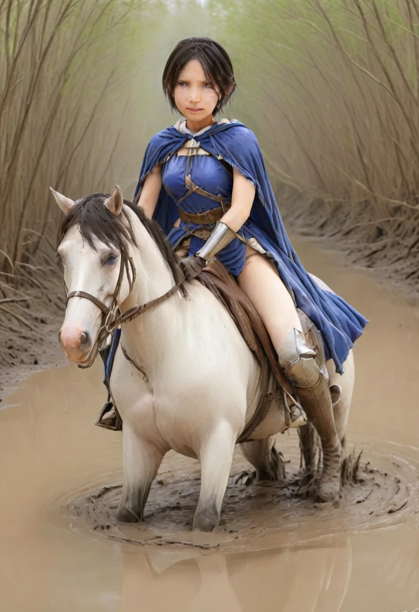 beautiful woman and horse,Anatomically correct構図,stuck in mud,(((masterpiece))),(((Highest quality))),((Tabletop:1.4, Highest quality)), (Realな写真:1.4), in the muddy ,dirty swamp,black hair and white horse ridden by girl meet with an accident that it fall over sticky swamp,
((1 cute girl knight)),rodeo,horse standing,Surprised face,stumble,aggressive,slouch,horse standing, prancing horse in pitfall,cute,Napoléon horse sliped in pitfall,in the pitfall,Uplifting,Knight Princess,
(超High resolution:1.2),, wonderful, Very detailed CG Unity 8k wallpaper, Very detailed, High resolution,fat horse ridden by japanese girl,Double,Royal blue armor and short cloak,Soaking in the swamp,Mud Splash,
Soft Light, Beautiful detailed girl, Droopy eyes,Very detailedな目と顔, Beautiful and exquisite nose, Beautiful and exquisite, horse ridden by a girl can't stand up because its drowned in the sticky muddy pitfall:10.0 ,Displeased face:4.0,Real,Stir,Anatomically correct,action horse riding scene while struggle fighting