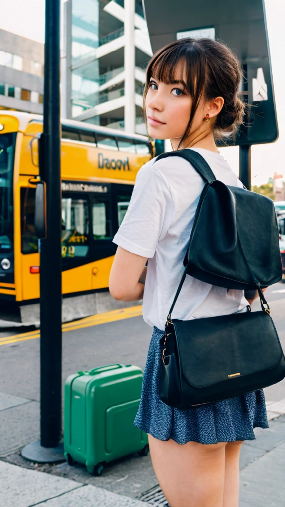 girl waiting for the bus