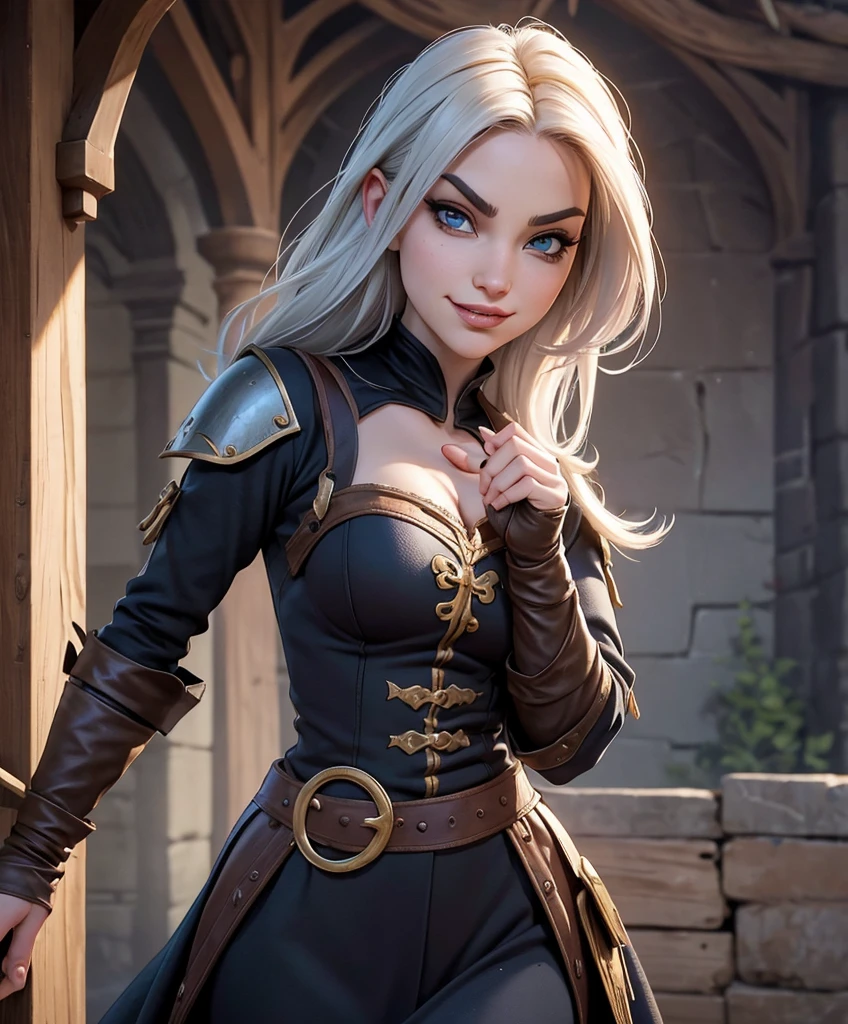 score_9, score_8_up, score_8,  (((Single character image.))) (((1girl))) (((Solo))) (((Dressed in medieval fantasy attire.)))   (((She wears medieval fantasy attire.))) Generate an attractive, sexy female adventurer for a fantasy setting.    (((Sinister and seductive smirk,))) Design a human female character for a dark fantasy setting.  Upper body only.  Looks like a dangerous miscreant.  Young, attractive and dangerous. Background is an eerie dungeon. best quality:1.0,hyperealistic:1.0,photorealistic:1.0,madly detailed CG unity 8k wallpaper:1.0,masterpiece:1.3,madly detailed photo:1.2, hyper-realistic lifelike texture:1.4, picture-perfect:1.0,8k, HQ,best quality:1.0, 