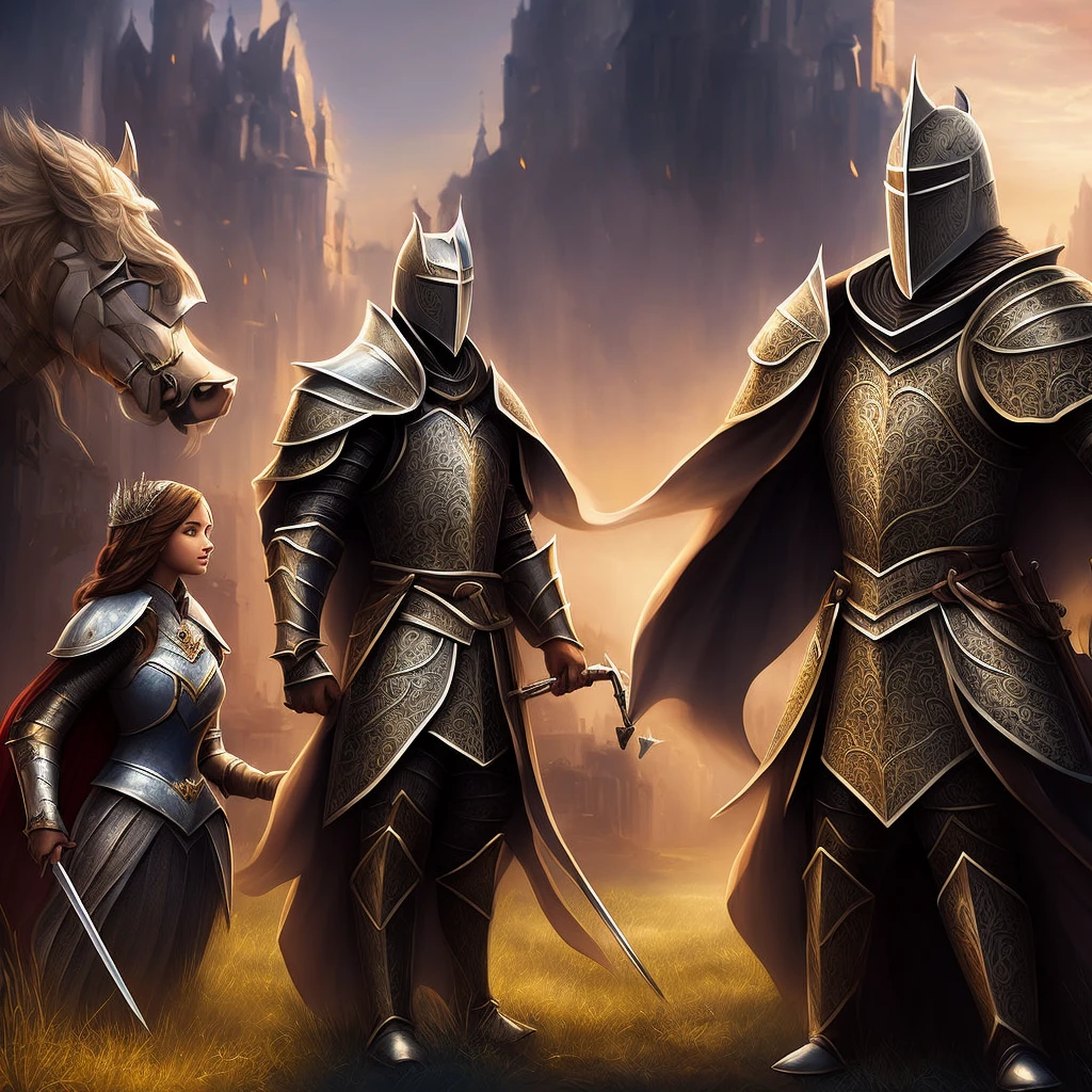 2 character pictures, The knight protects the princess. Beloved