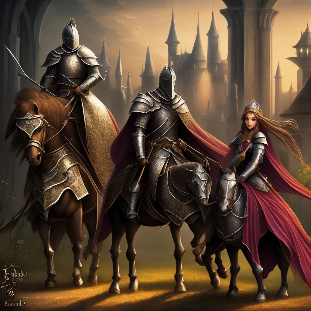 2 character pictures, The knight protects the princess. Beloved