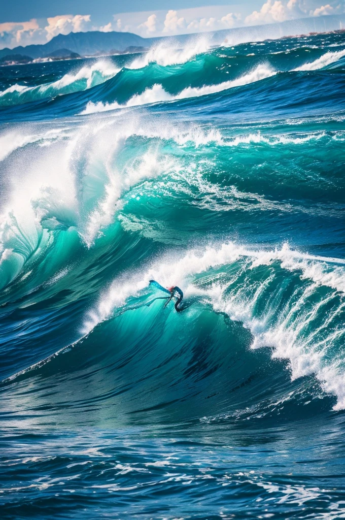 No people, beautiful sea, colorful, fantastic, energetic to look at.