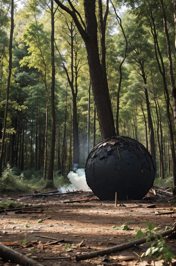 Bomb explosion in forest