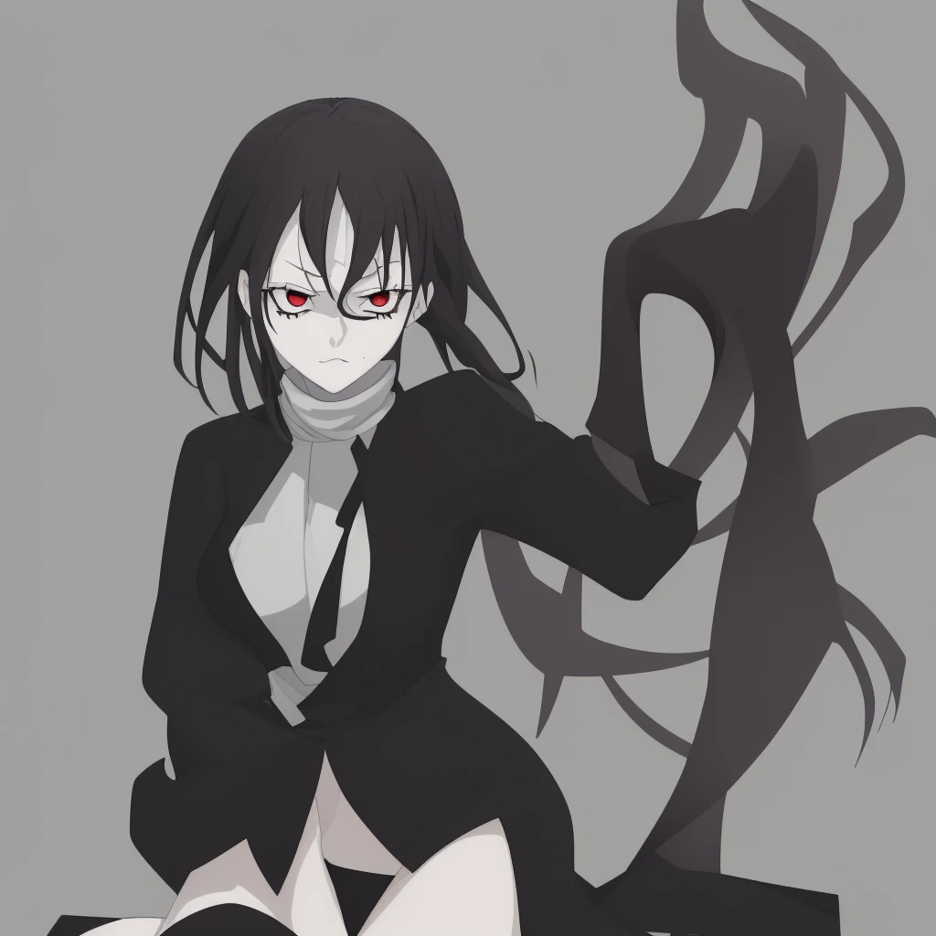 1 girl. high qualiy; work of art; アニメ, estilo Jujutsu Kaisen; dark haired; Whitish skin; dark circles over the eyes; melancholic; torc image; black high neck blouse.