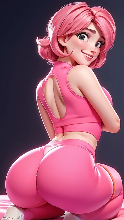natalie portman, (best qualityer:1.4),(first Ablaze), body focus, (cute face), work of art, Ultrarealistic, (((best qualityer))), ((comely Finger)), , comely body, Gorgeous character design, ,lighting perfeita, colorfully, Ablaze_front_face_lighting, ultra high resolution, high resolution, absurderes:1.2, bokeh:1.2, Lens flare, (Vibrant_colour:1.2), (comely, medium breasts:1.2), (thick-thighs:1.1), thick,
Animated female character, Pale skin, Round face, kind smile, tthin eyebrows, lying down, ((wearing very tight pink lycra shorts)), ((wearing ultra tight pink lycra mini shorts)), fitted shorts, silver necklace with pendant, wrinkles, Red lips, long hair, big ass view, rear view, standing on all fours, ((lying down)), ((show your ass)), ((view from the back)), shot from behind, photo taken from below, Top-down view, ((rear view)), ass view, ((Elevation of one leg), lifting one leg, view from the bottom, rear view, keep the same proportions, keep the same position, back view