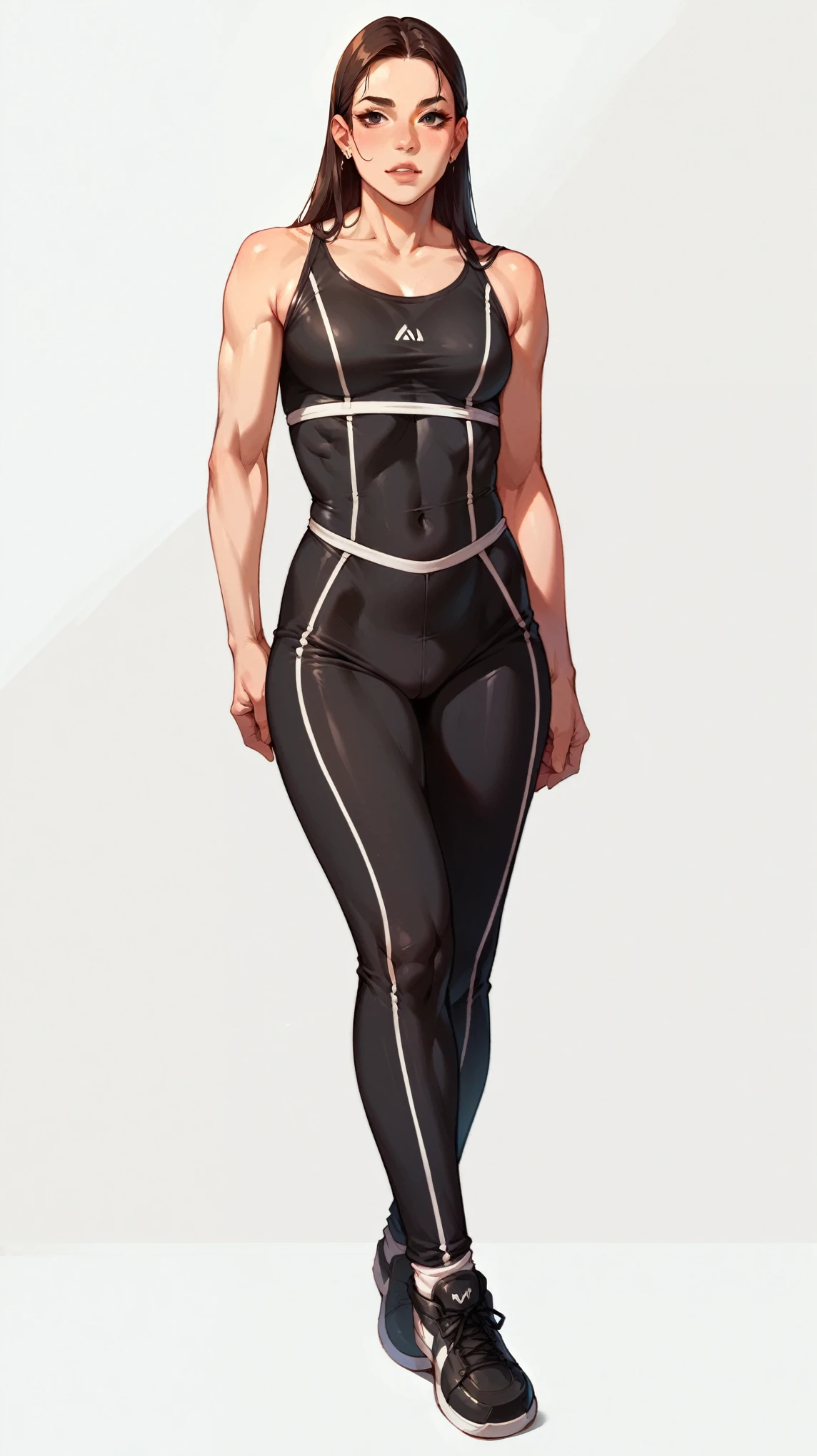 stunning woman with a spandex tight bodysuit posing for a picture