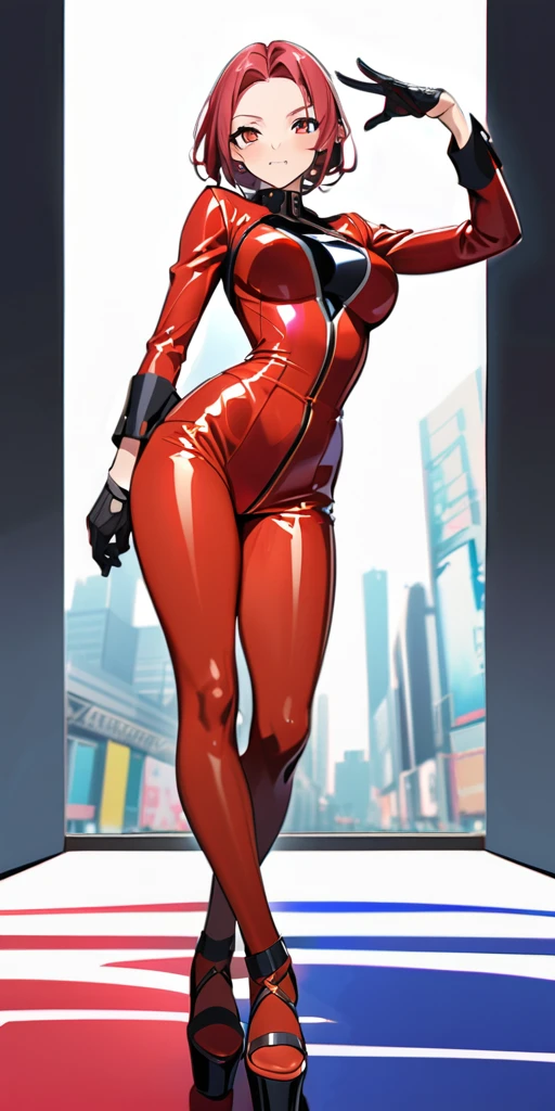((Highest quality、masterpiece、Anime Style、Highest quality、High resolution、8k、detailed、ultra-detailed:1.3))、Long legs、Sharp focus:1.2, Beautiful woman with perfect figure:1.4、(smile:1.2), double eyelid、30-year-old woman、Sexy pose、((((Shut your mouth.、One Woman、ワンピース:1.5)))),The background is tokyo