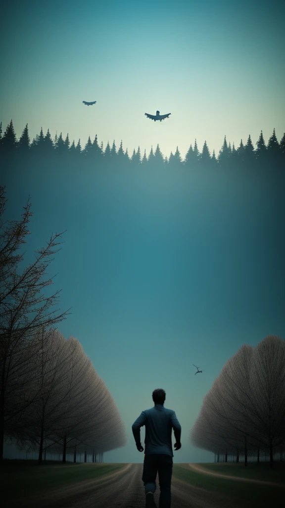 People running away from eerie creatures floating in the sky.