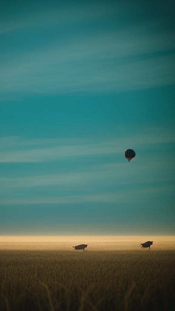 People running away from eerie creatures floating in the sky.