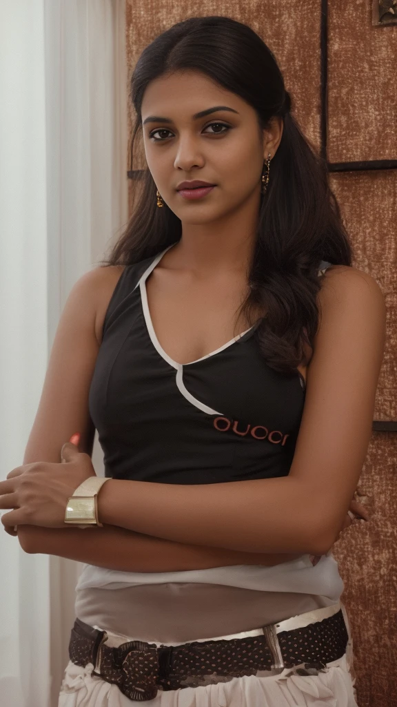 (editorial photograph of a young Indian woman), karla ortiz, (highly detailed face:1.4) (smile:0.7) (backround 5 star hotel , moody, private study:1.3) POV, by lee jeffries, nikon d850, film stock photograph ,4 kodak portra 400 ,camera f1.6 lens ,rich colors ,hyper realistic ,lifelike texture, dramatic lighting , cinestill 800, realistic, wearing Black dobby weave self design fit & flare dress Sweetheart neck Short, puff sleeve Tie-up detail on back Above knee length in flounce hem Attached Lining Chiffon fabric, actress, karla ortiz, posing!!, candid picture, by Max Dauthendey,