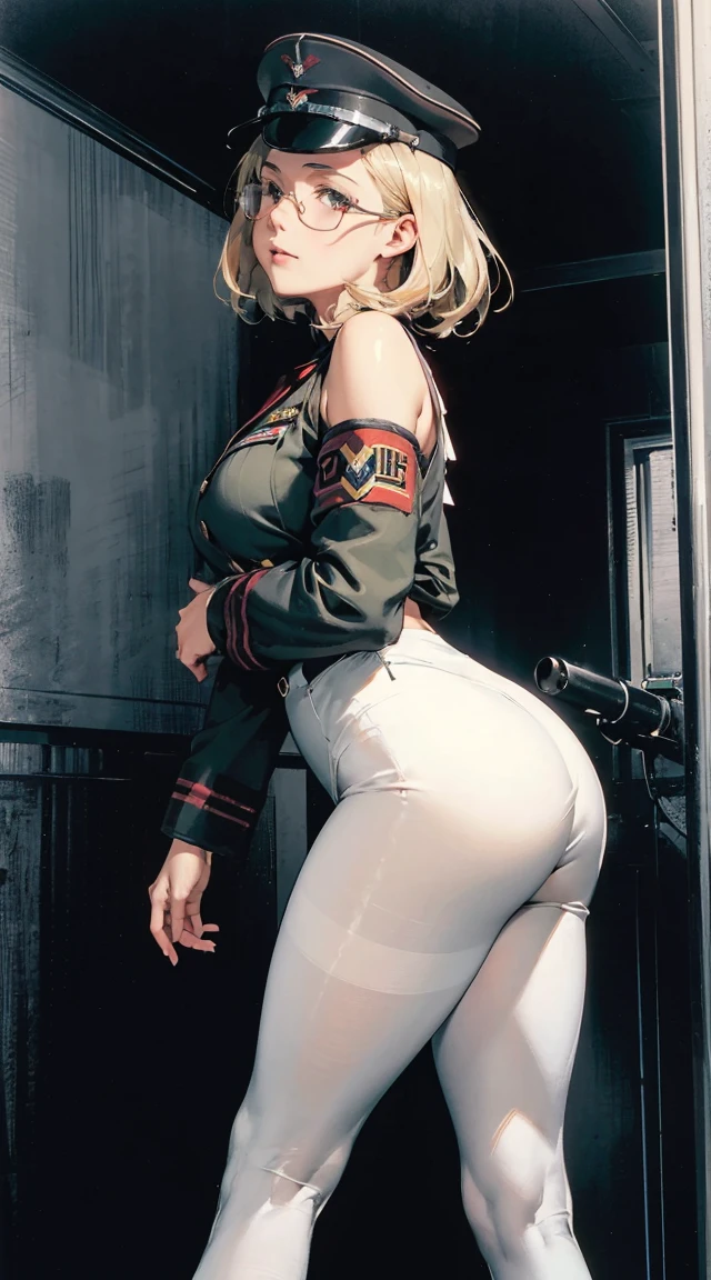 (((masterpiece,highest quality,In 8K,Super detailed,High resolution,anime style,absolutely))),(A female officer of the Earth Federation Forces is walking..:1.5),(alone:1.5), (Wearing a uniform of the Earth Federation Forces:1.5),(wearing an officer hat: 1.5),(Cute type of girl:1.4),(pretty face:1.4),(beautiful hands:1.4),(fine hands:1.2),(wallpaper:1.5),(whole body:1.5),((overlook:1.5)), ((25 year old girl, white tights)), (inside a spaceship),　(masterpiece), best quality, night bedroom, pale pink bra, bashful, blush, indoors, dress shirt, bra open shirt, from below, ass pov, low angle, mari ohara bigass bighip、FUCK　FUCKOFF　sexly(((masterpiece))), (((best quality))), ((ultra-detailed)), (illustration), (detailed light), ((an extremely delicate and beautiful)), (beautiful detailed eyes), (sunlight), blush, shy, gigantic breasts, uzaki, outdoors, dynamic pose, naked overalls bare shoulders bigass bighip、FUCK　FUCKOFF　sexlyroupa modesta, remote shooting, detailed beautiful delicate face, Detailed beautiful delicate eyes, perfect facial proportions, High definition skin, thin skin, best four inch aspect ratio. With a thumb, a masterpiece, highy detailed, Realistic, (German World War II general uniform reference : 1.8), the highest facial resolution, , modestly dressed woman, fully dressed, ( mic, blackquality hair, black bangs straight, super thin braids, bangs straight, Red glasses, dark green eye, science fiction, Fighter aircraft, standing On the landing of a Fighter aircraft, the agency, a deeply intelligent personality, A calm expression, a respectful face, a war, a Fighter aircraft