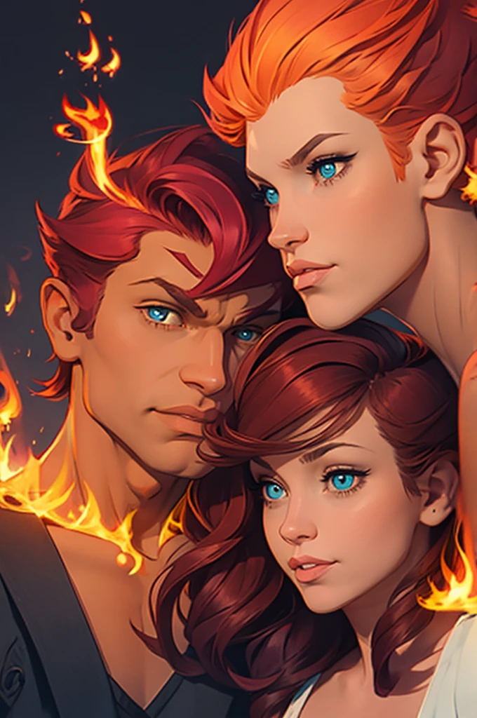Couple in love, Catgirl, Flame