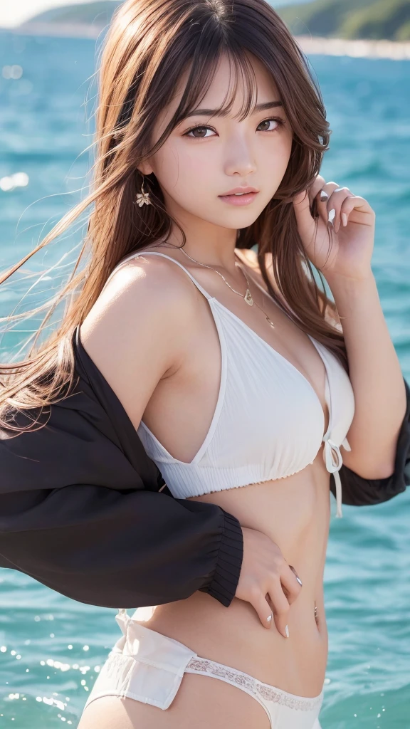 ((最high quality)), ((Face close-up)),Like a photograph,high quality, 8k resolution",Beautiful 17 year old girl,((Stylish Fashion)),summer,The girl sways beautifully in the sea breeze,graceful hair,sad,Are crying,日本のsummer祭り,fair,night