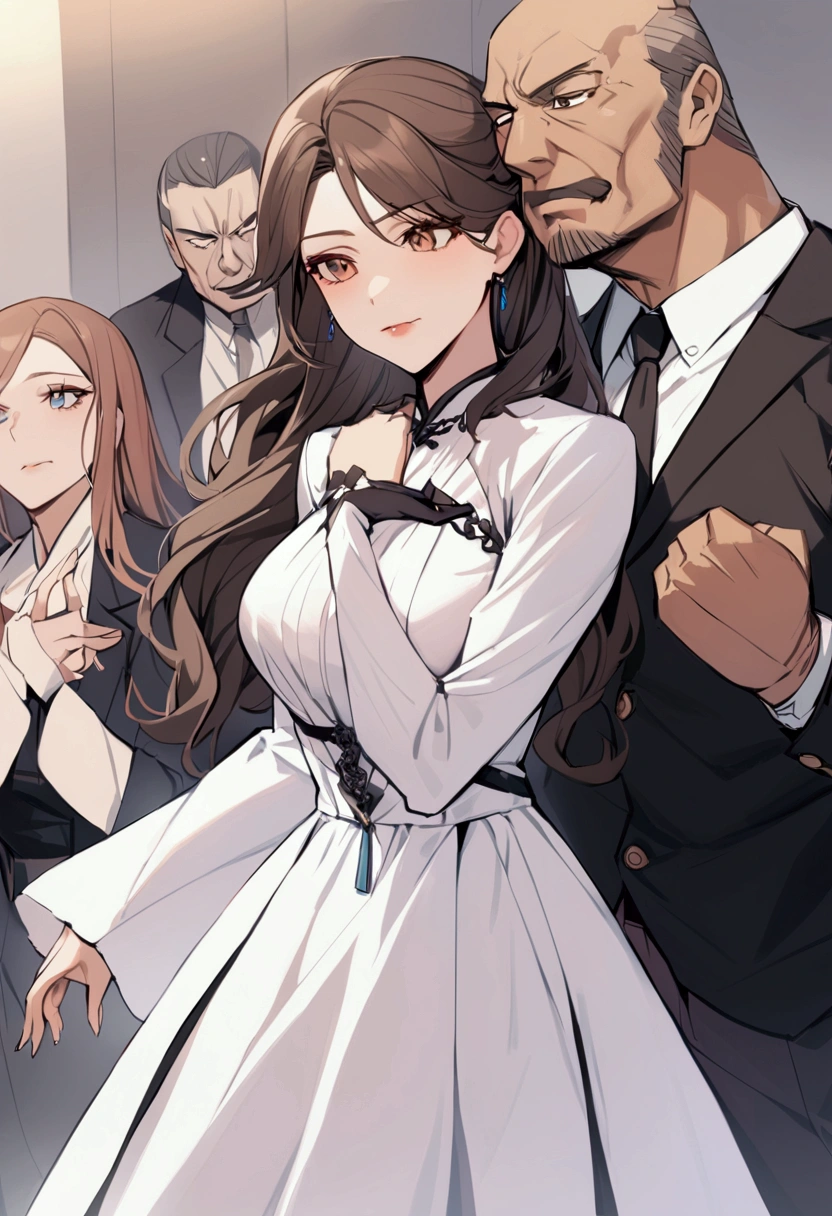 Beautiful, attractive, strong facial expression, boss,woman,attractive dress,cunning, loyal