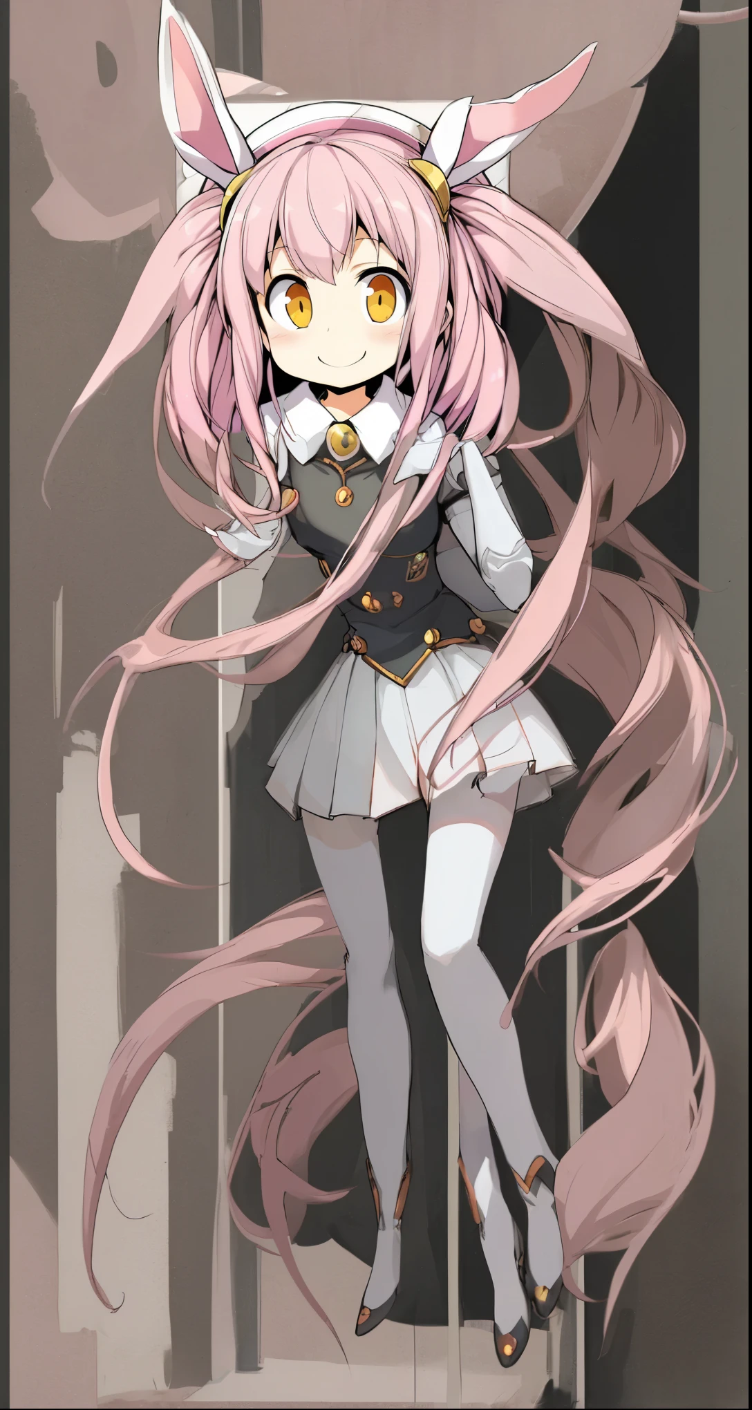 Full body image、Character portrait、White Uniform、Bunny ears on head、Magical girl style uniform、Background is white