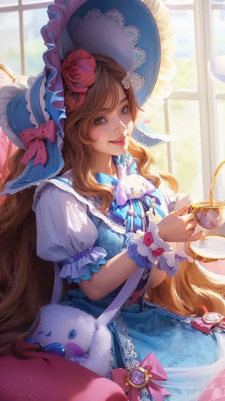 purple dress, adult, 1 girl, elf, toned skin, anime, sitting on bed, look at viewer, (light purple hair), straight hair, smile, face-to-face, oral invitation, best quality, highres, 8k, masterpiece, anatomically correct, super detail, textured skin, diamond face shape, so huge breast, fit body, beautiful, erect nipples, fantasy, anime style, anime painting, shy, timid