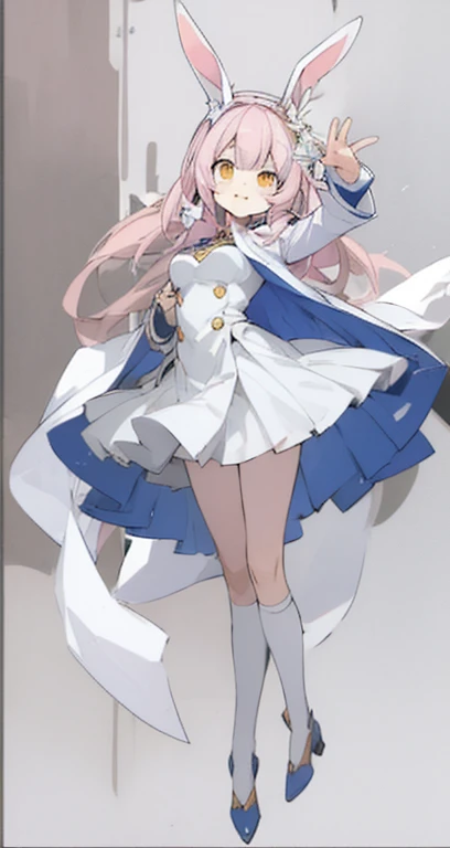 Full body image、Character portrait、White Uniform、Bunny ears on head、Magical girl style uniform、Background is white