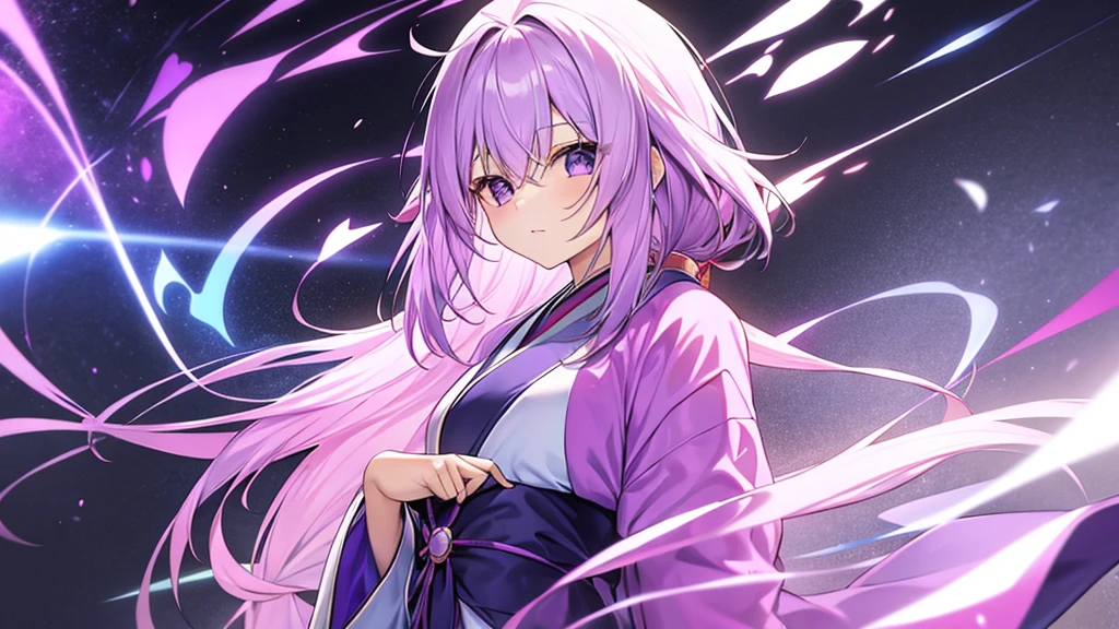 woman clear Light purple hair kimono Anime Style science